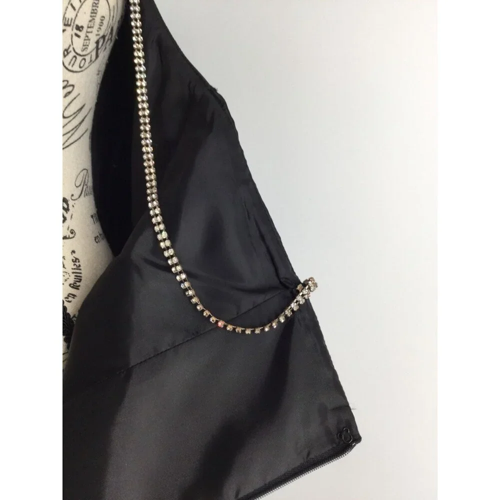 Onyx Nite Crystal Embellished‎ Evening Gown M New